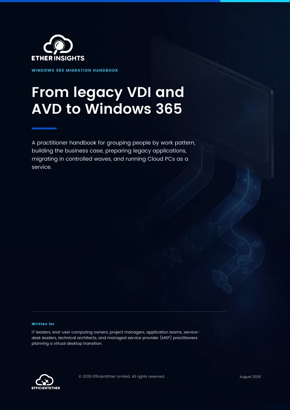 Cover of From Legacy VDI and AVD to Windows 365 from EtherInsights