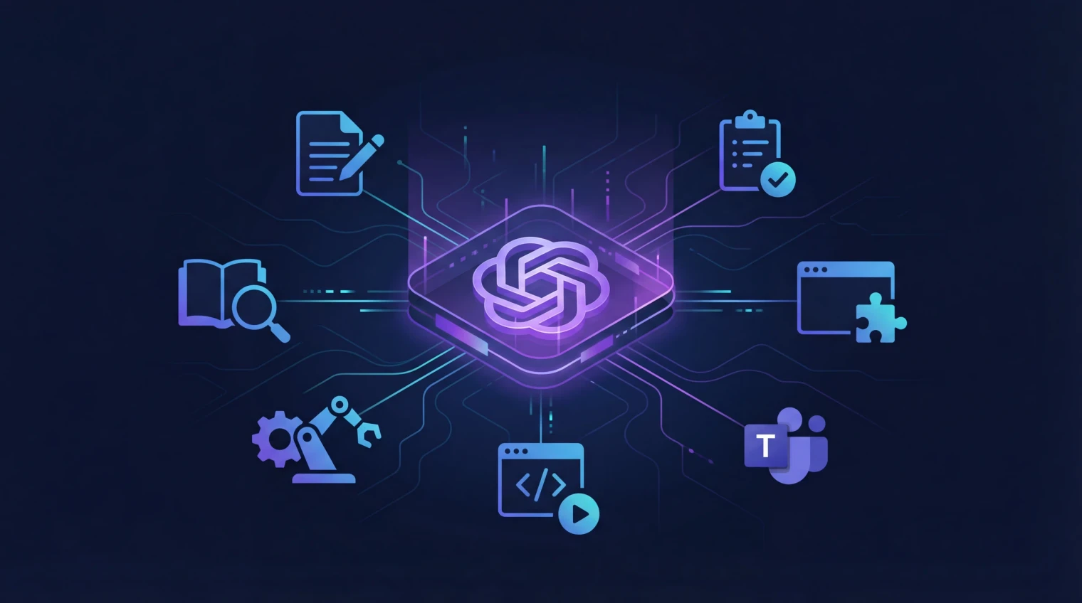 EtherAssist agentic AI hub connected to IT workflows, knowledge, and compliance support.