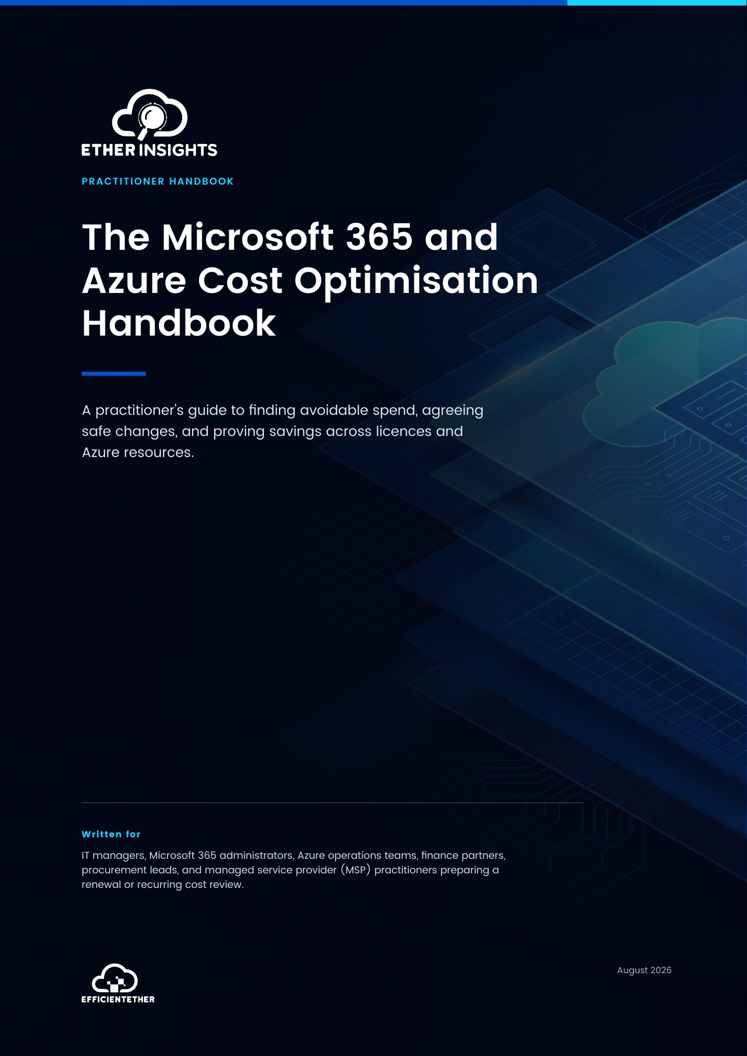 Cover of The Microsoft 365 and Azure Cost Optimisation Handbook from EtherInsights